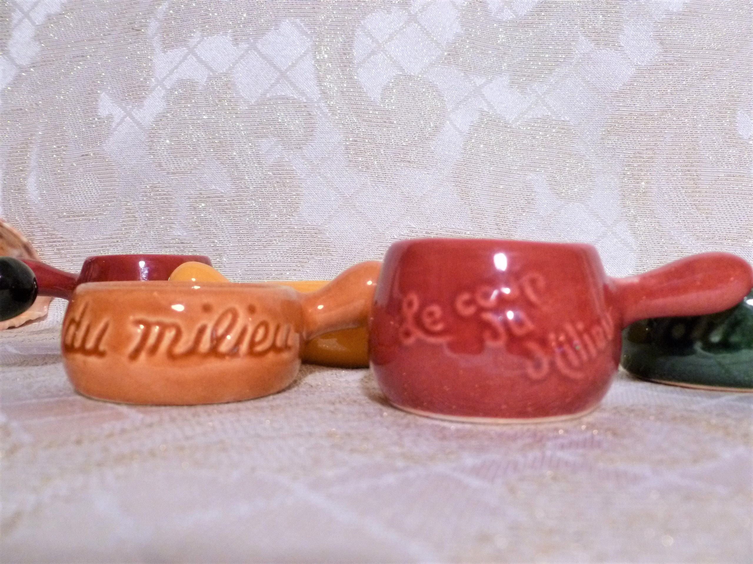 Vintage Escargot Dishes With Serving Tray Colorful Design Small