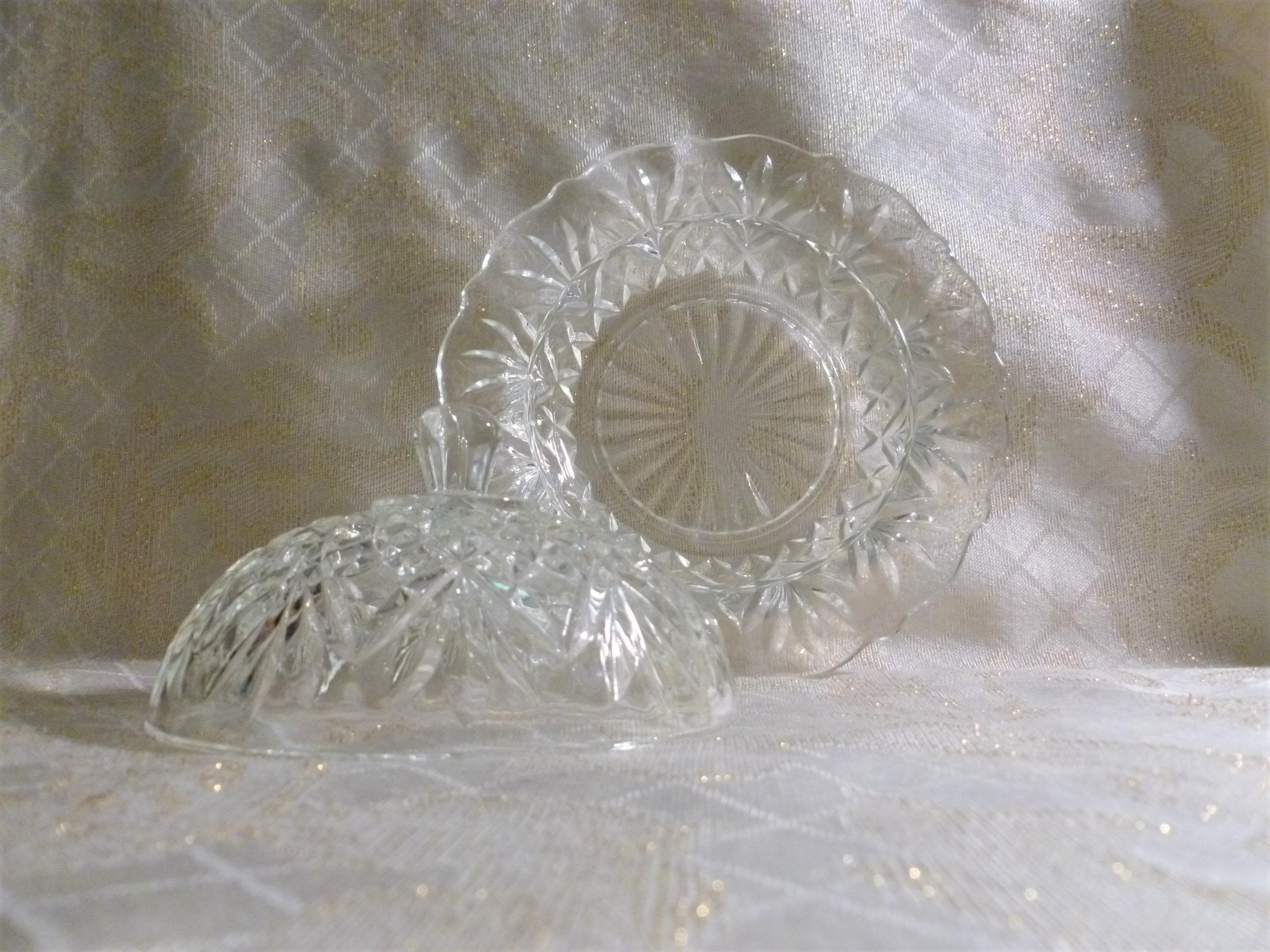 Beautiful Glass Butter Dish With Lid Crystal Design Exceptional
