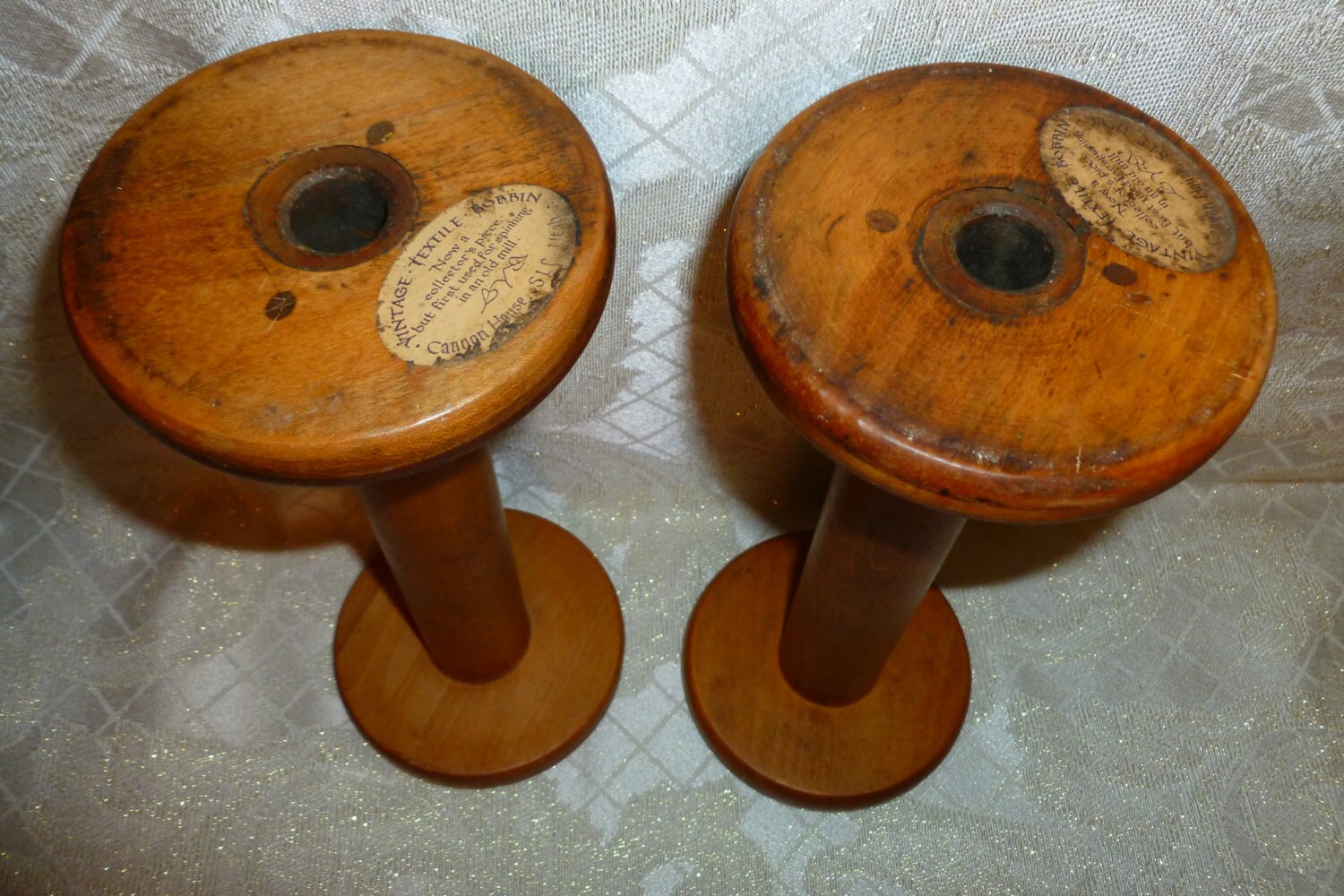 Vintage Wooden Textile Bobbins From Cannon House Utah Hallmarked