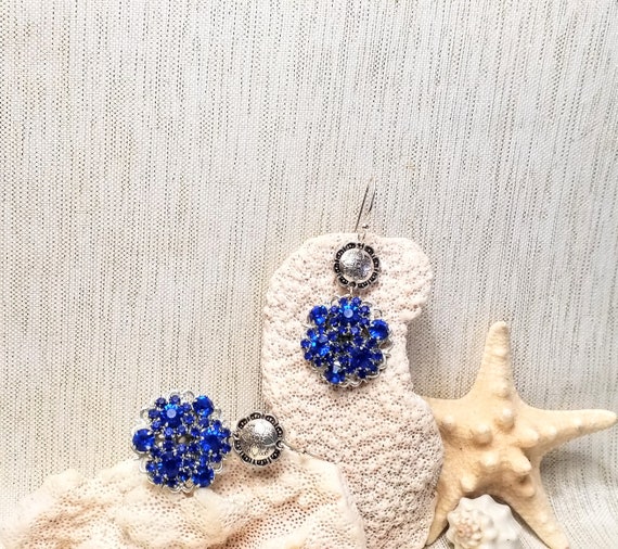 Earrings Handcrafted Beautiful Style Royal Blue Rhinestones Buy Any Two Pair Of Earrings And Get Third Free Always FREE Domestic SHIPPING