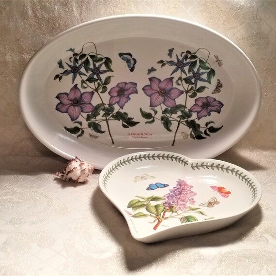 Portmeirion Two Vintage Serving Dishes Large Oval Casserole And Heart Shaped Serving Dish Perfect Wedding Gift Always FREE Domestic SHIPPING