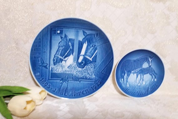 Bing And Grondahl Collectible Plates Horse Plates B & G Made In Denmark Blue And White Plates Always FREE Domestic SHIPPING