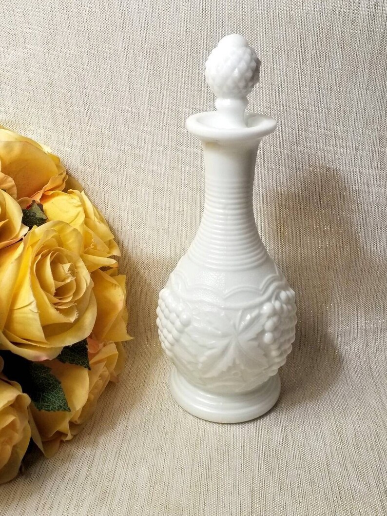 Beautiful Imperial Milk Glass Cruet With Stopper Niagara Grape Etsy
