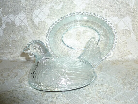 Vintage Hen On Nest Candy Dish Indiana Glass Candlewick Style Design Detailed In Clear Glass Decor Excellent Gift FREE Domestic SHIPPING