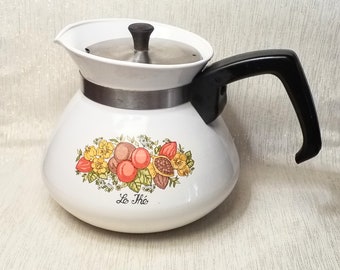 CorningWare 6 Cup Hot Water Pot With Spice Of Life Pattern Original Lid Excellent Condition Rare Always FREE Domestic SHIPPING