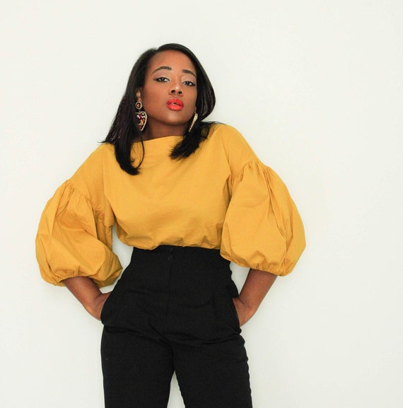 yellow puff sleeve top