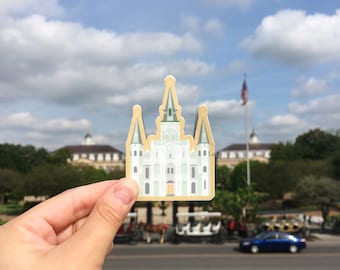 St. Louis Cathedral Vinyl Sticker in Historic Jackson Square, Historic Preservation, Architecture Louisiana, New Orleans