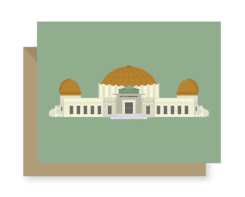 Griffith Observatory Planetarium, Architecture California, Los Angeles LA Greeting Card, Star-Gazing Zodiac image 2