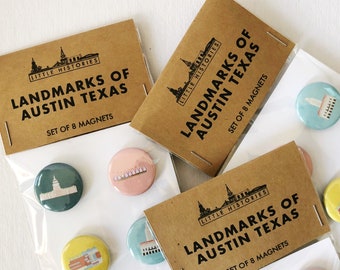 Landmarks of Austin Texas Magnet Pack, Architecture Keep Austin Weird