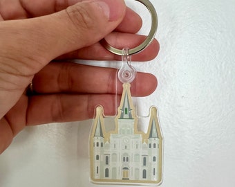 St. Louis Cathedral Acrylic Keyring, Keychain, Historic Jackson Square, Preservation, Catholic Architecture Louisiana, New Orleans
