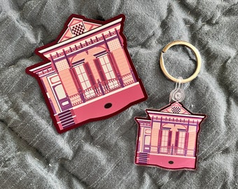 Marigny Bywater Queen Anne/ Eastlake Style Ornate House, Historic Building/ House Architecture Louisiana, New Orleans 2'' Acrylic Keychain
