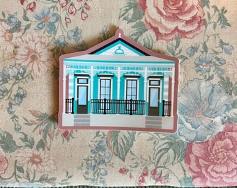 Italianate Shotgun Style House, Historic Architecture Louisiana, Pretty New Orleans 3'' Vinyl Sticker