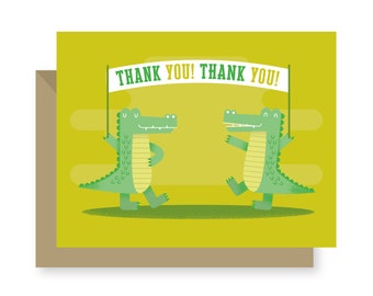 Alligator Thank You Greeting Card, New Orleans Louisiana Florida Southern American Alligator