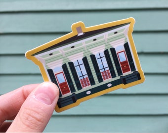 Double Shotgun House Vinyl Magnet, Building Architecture New Orleans Louisiana Local House Style Preservation