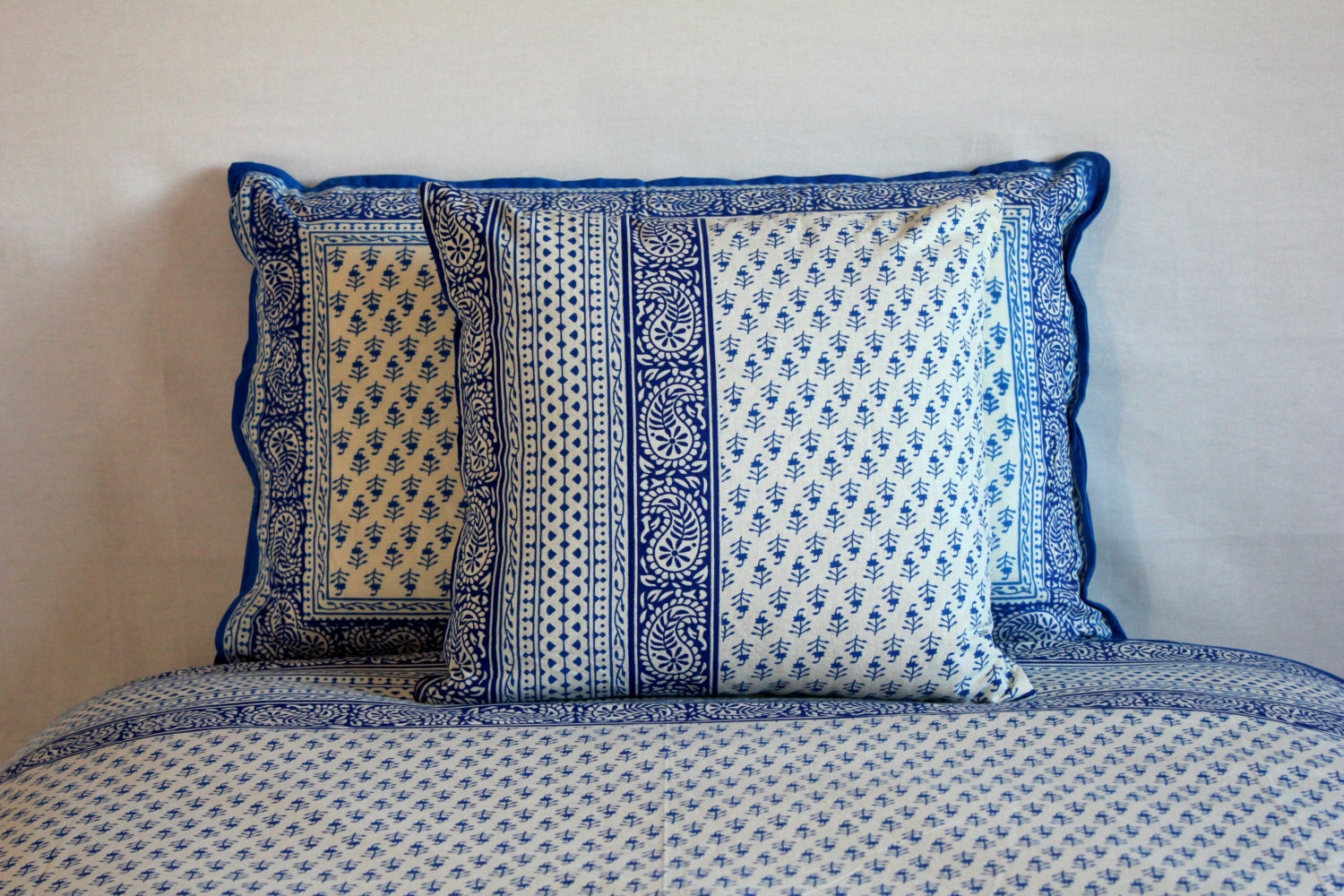 Twin/full Comforter Set Duvet Cover Cotton White and Blue | Etsy