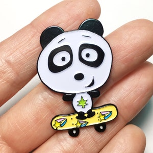 Stoney the Panda GLOW in the dark enamel pin, soft enamel pins, skateboarding image 2