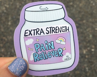 Pain Reliever bottle matte mirror sticker