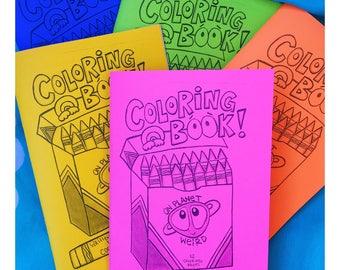 On Planet Weird coloring book, 12 coloring pages, choose your favorite neon rainbow color cover!