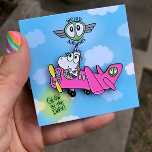 Baby Unicorn glow in the dark airplane enamel pin