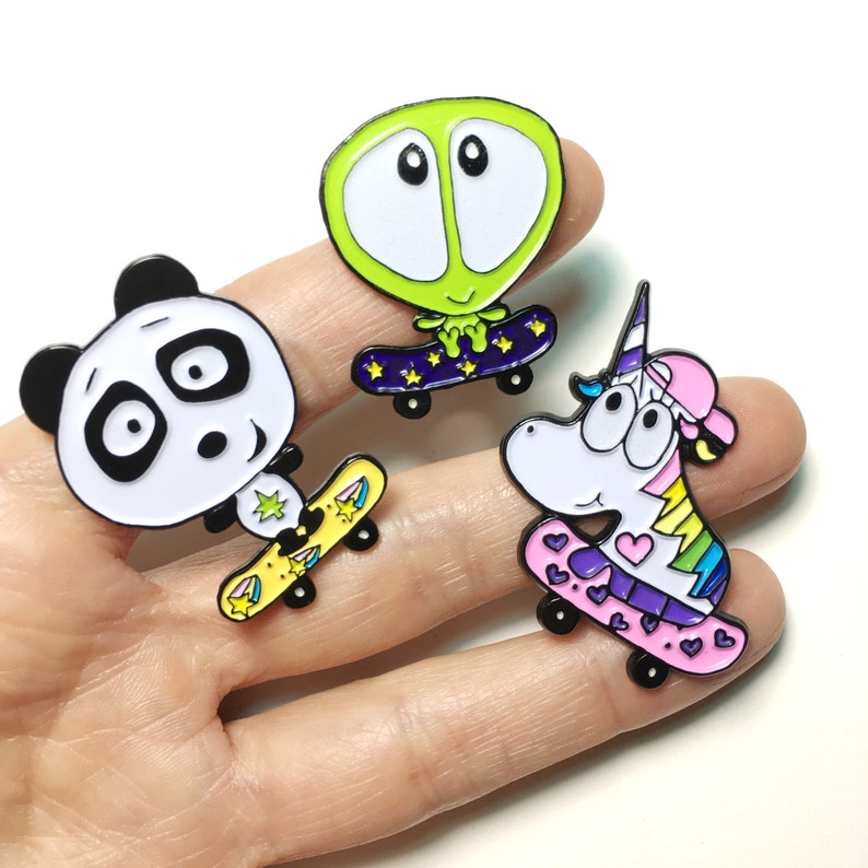 Stoney the Panda GLOW in the dark enamel pin, soft enamel pins, skateboarding image 3