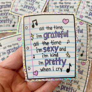 Pegatina de afirmación de perra totalmente americana, pegatina de vinilo con purpurina inspirada en Olivia Rodrigo, papel para cuaderno imagen 3