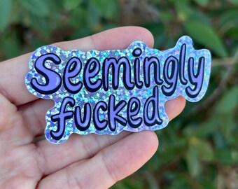 pegatina de purpurina aparentemente jodida