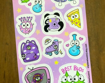 Kawaii cartoon sticker sheet 4 by 6 vinyl die cut stickers