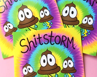 Sh!tstorm greeting card, divorce card, funny gifts, tye die, neon note card