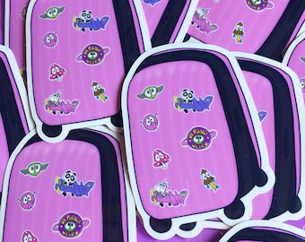 Kawaii pink suitcase luggage sticker, vinyl stickers