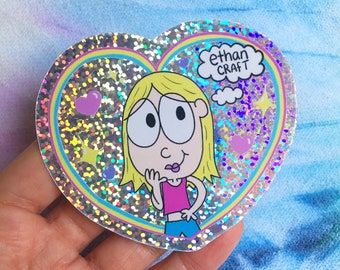 Lizzie McGuire jumbo rainbow glitter heart sticker