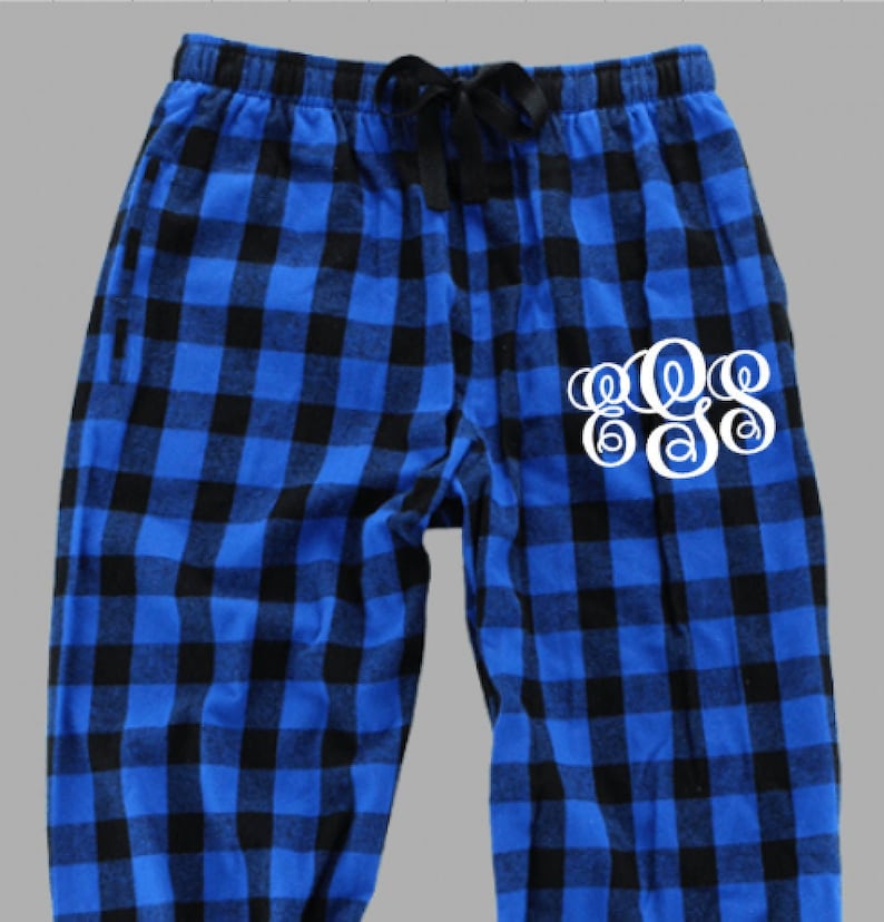 blue plaid flannel pajama pants
