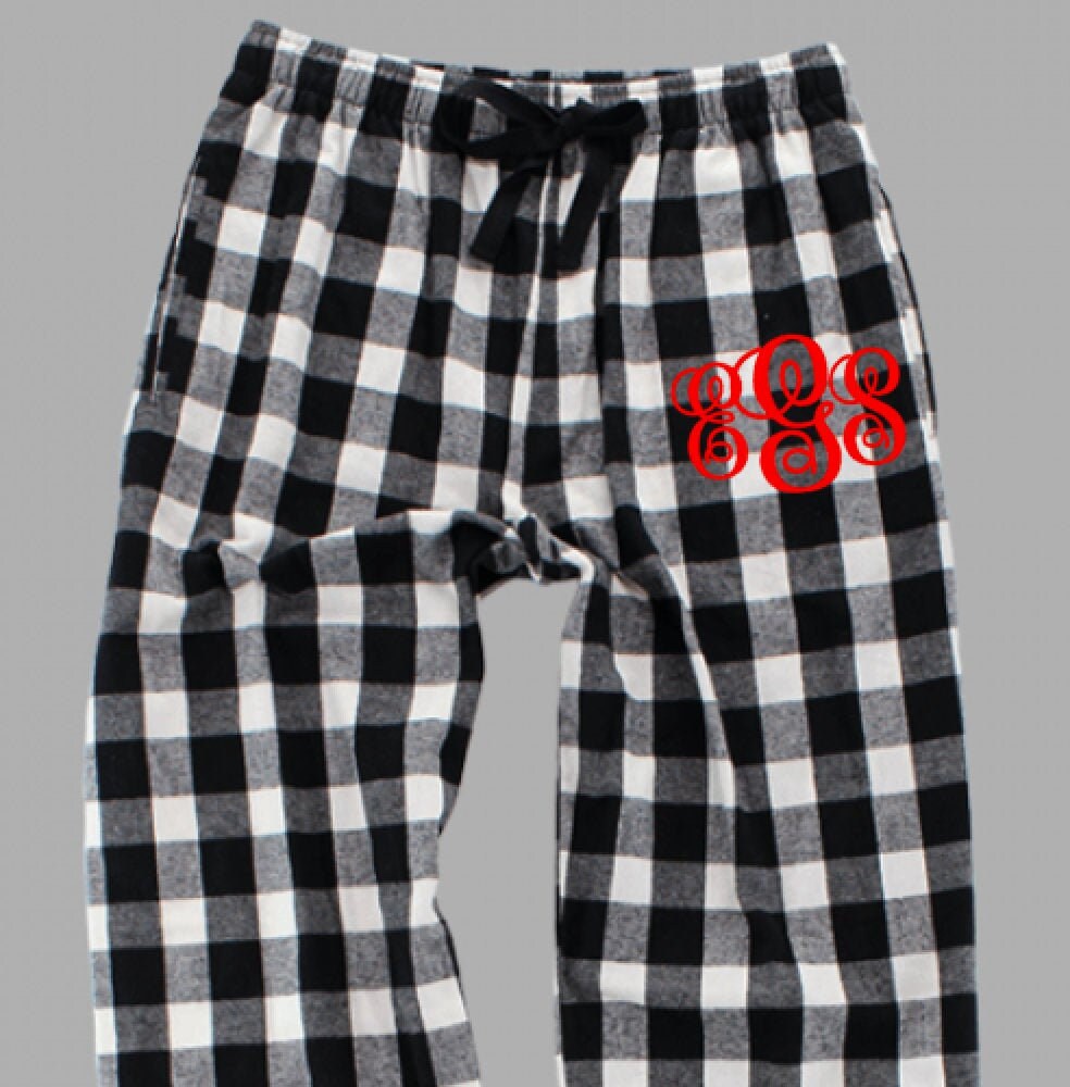 black and white buffalo check family pajamas