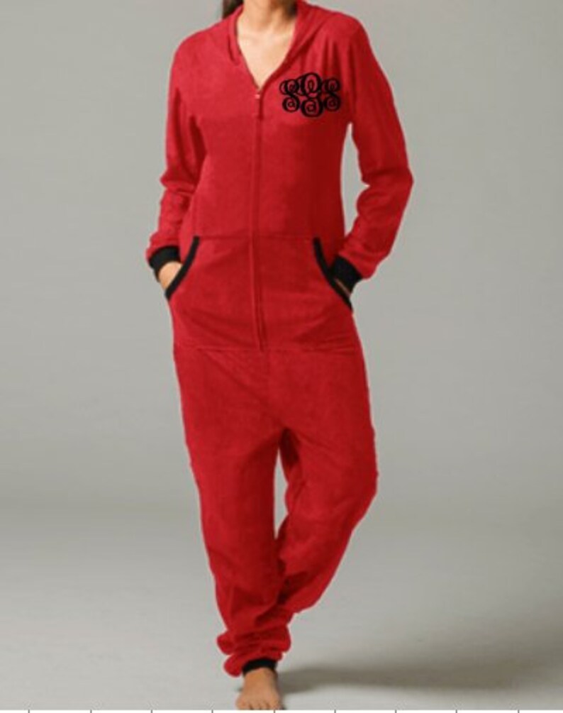 Solid RED Hooded UNION SUIT Unisex Pajamas Onesie Long Etsy