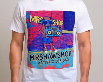 Retro Boombox Graphic T-Shirt, Unisex Hip Hop Streetwear