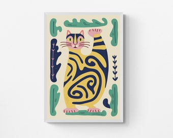 printable Funny Cat Print Minimalist Boho Decor Cat Owner Gift Kitten Poster Trendy Cat Wall Art Poster Digital Download 1 Print