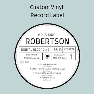 Custom Vinyl Record Label, Personalized Record Center Sticker