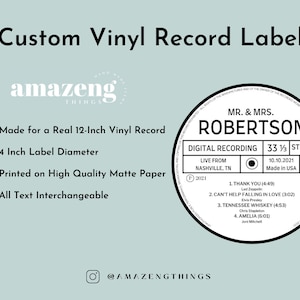 Custom Vinyl Record Label, Record Center Label, Custom Record Label, Record Label Sticker, Vinyl Record Label, Record Sticker