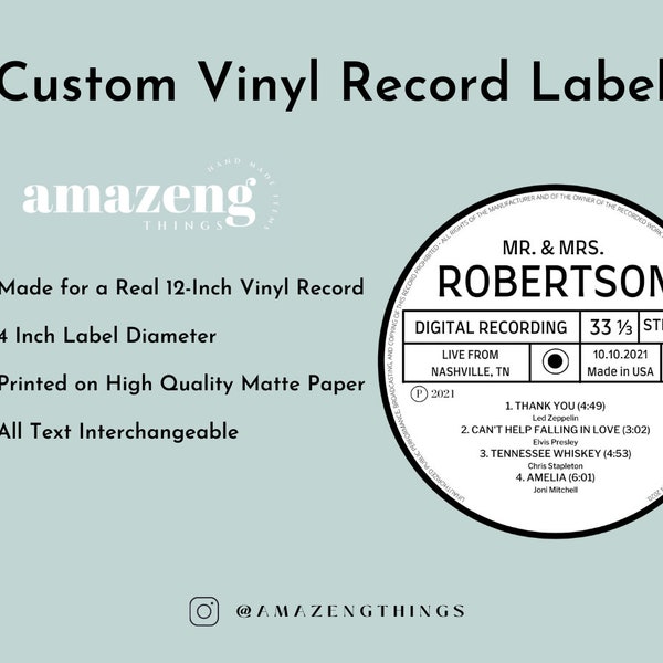 Custom Vinyl Record Label, Record Center Label, Custom Record Label, Record Label Sticker, Vinyl Record Label, Record Sticker