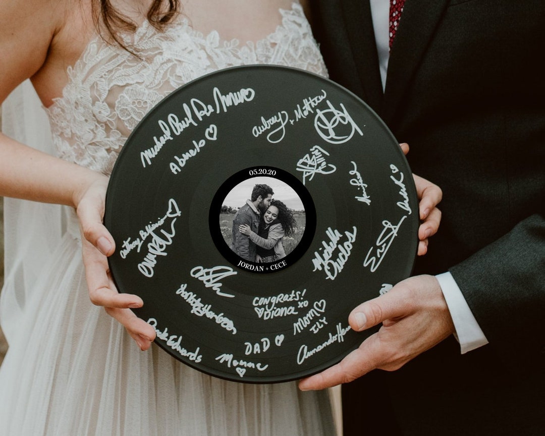Custom Photo Vinyl Record Guestbook for Wedding, Personalized Photo