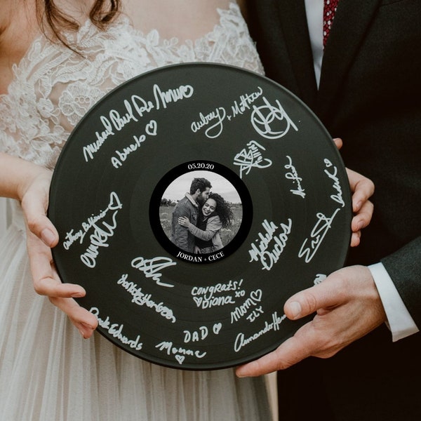 Custom Photo Vinyl Record Guestbook for Wedding, Personalized Photo Vinyl Record for Wedding, Personalized Wedding Guestbook Sticker