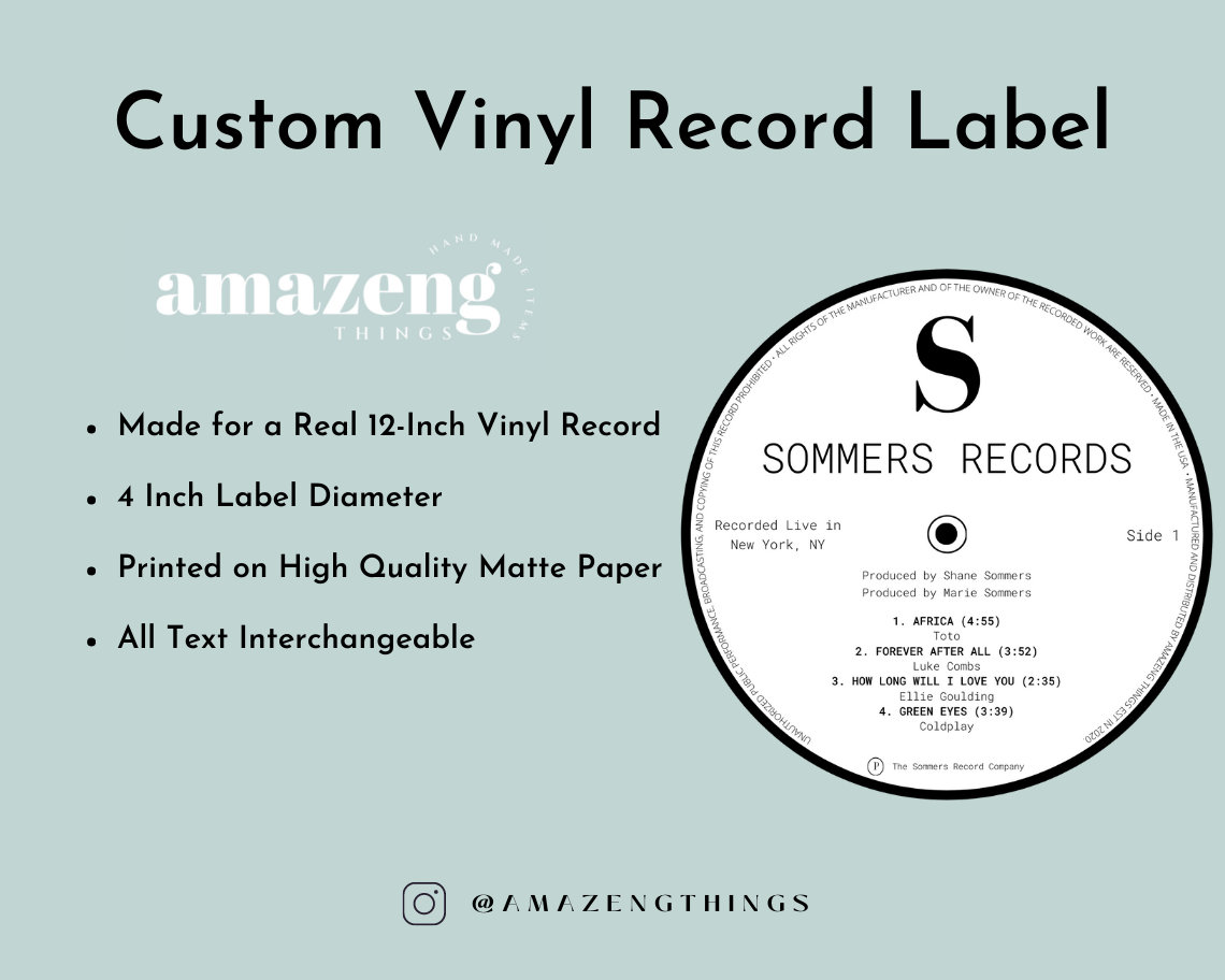 Custom Vinyl Record Label Custom Wedding Record Label Custom Etsy