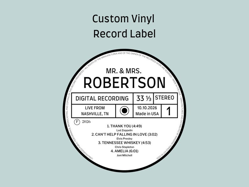 Custom Vinyl Record Label, Personalized Record Center Sticker - Etsy