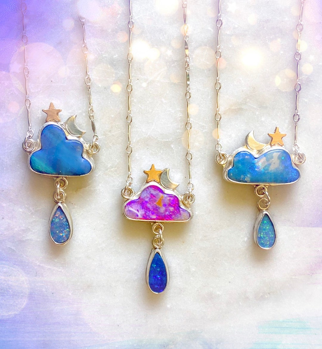 Celestial Rain Cloud Pendant Necklace - Etsy