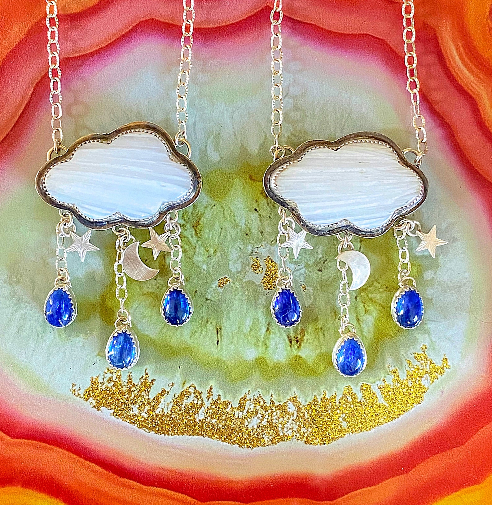 Celestial Rain Cloud Pendant Necklace // Handmade Sterling Silver - Etsy