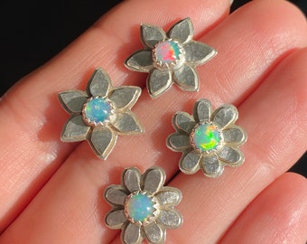 Opal Flower Stud Earrings