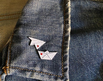 Glitter Paper planes Enamel Jacket Pin