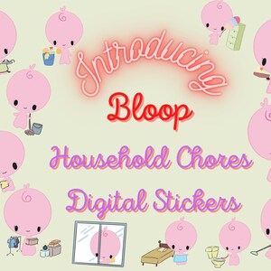 Cute Digital GoodNotes Stickers / Kawaii GoodNotes Stickers / Household Chores Digital Download PNG /