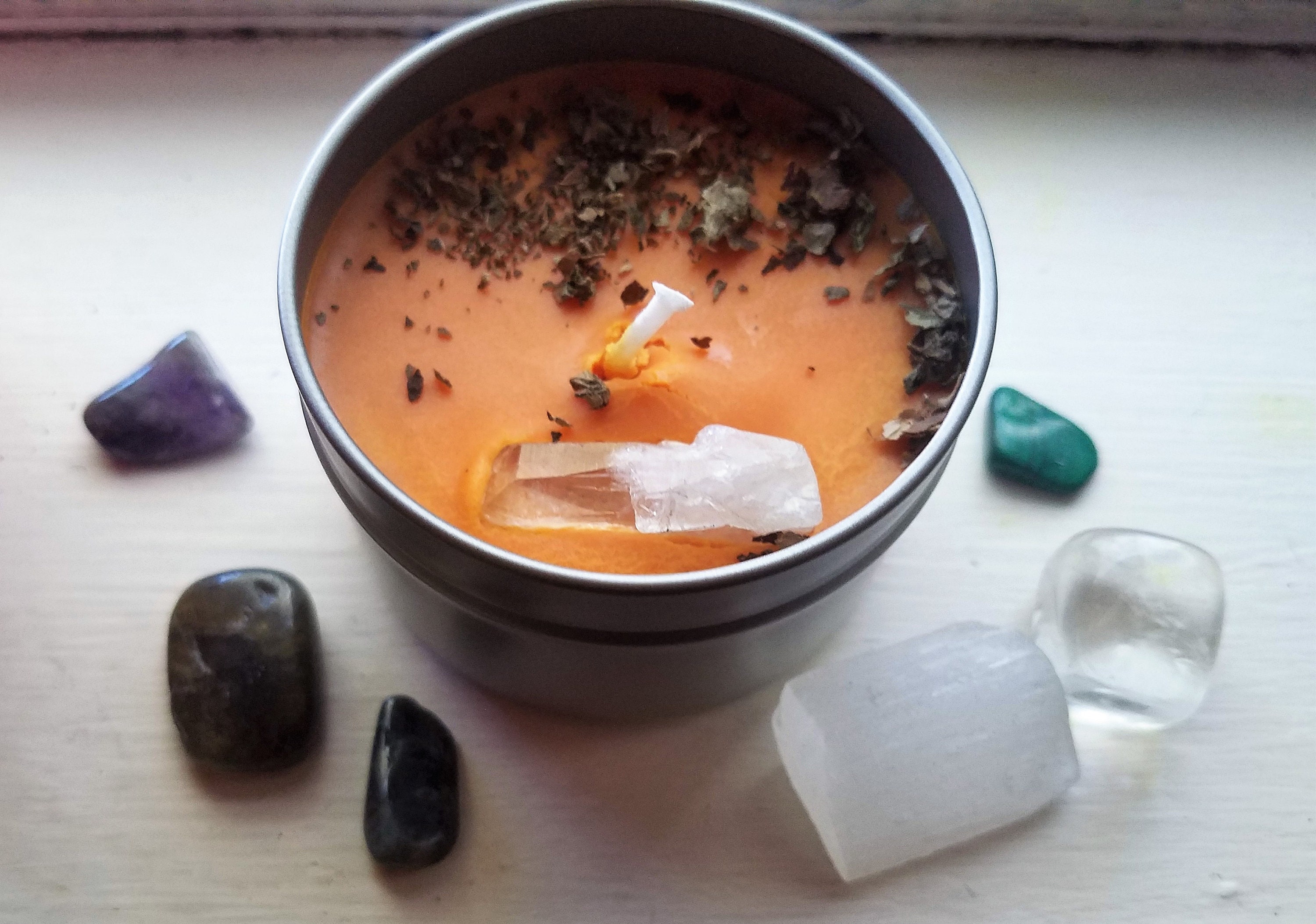 Manifestation Candle Crystal Infused Candle Ritual Candle Etsy
