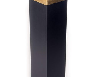 Green Floral Crafts | 27" Handmade Tall Wood Floor Vase | Black + Gold Accent