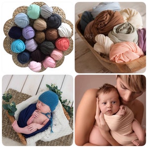 Extra Long Newborn Stretch Wraps for Photography -Photo Prop- Fine Jersey Matt-various colours-UK Seller|RTS
